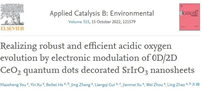 ?地大ACB：量子點修飾SrIrO3納米片的電子調制實現穩健高效的酸性析氧