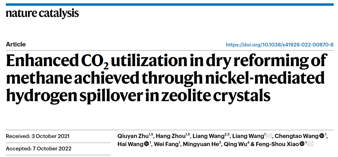 浙江大學(xué)肖豐收/王亮團(tuán)隊(duì)，再發(fā)Nature Catalysis！