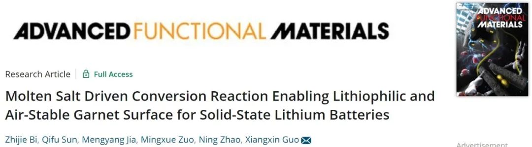?青島大學郭向欣AFM：熔鹽轉換獲得親鋰和空氣穩定的石榴石固態電解質