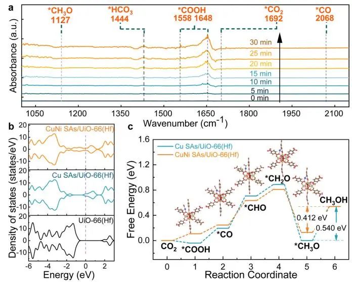Nature子刊：高能輻射耦合CuNi SAs/UiO-66(Hf)，實(shí)現(xiàn)高選擇性還原CO2生成CH3OH