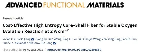 ?哈工大AFM：具有成本效益的高熵核殼纖維實(shí)現(xiàn)大電流密度析氧
