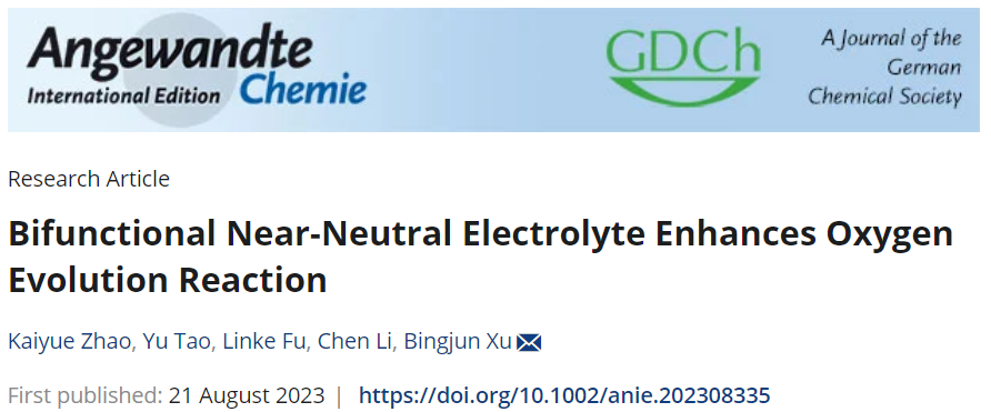 北京大學徐冰君Angew.：雙功能近中性電解質增強OER