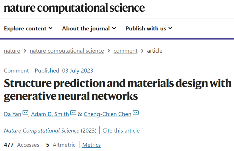 Nature子刊：基于生成神經(jīng)網(wǎng)絡(luò)的結(jié)構(gòu)預(yù)測與材料設(shè)計