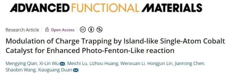?AFM: 島狀單原子Co催化劑調(diào)控電荷捕獲以增強(qiáng)類光Fenton反應(yīng)