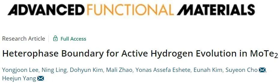 AFM: 異相工程: 1+1>2！MoTe2中的異相邊界具有高HER活性