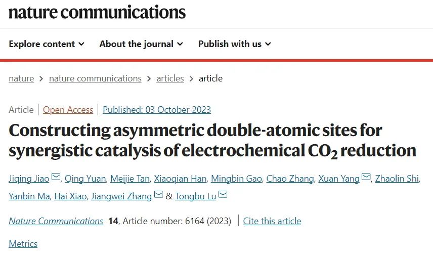 雙原子電催化，最新Nature子刊！