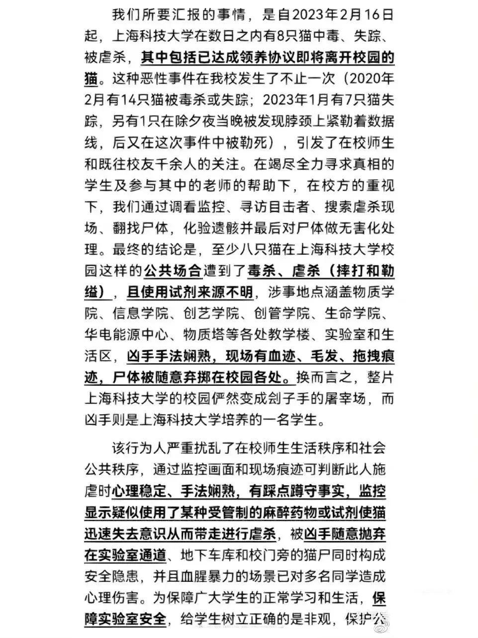 網曝！知名高校一學生殘忍虐殺校貓，上千名師生聯合上書要求嚴懲兇手，學校回應！