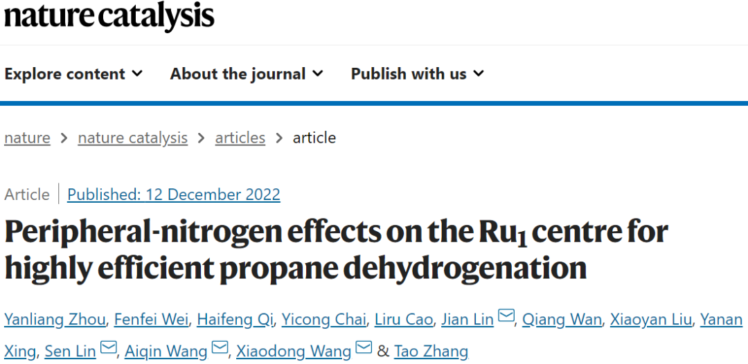 大連化物所&福大，最新Nature Catalysis！