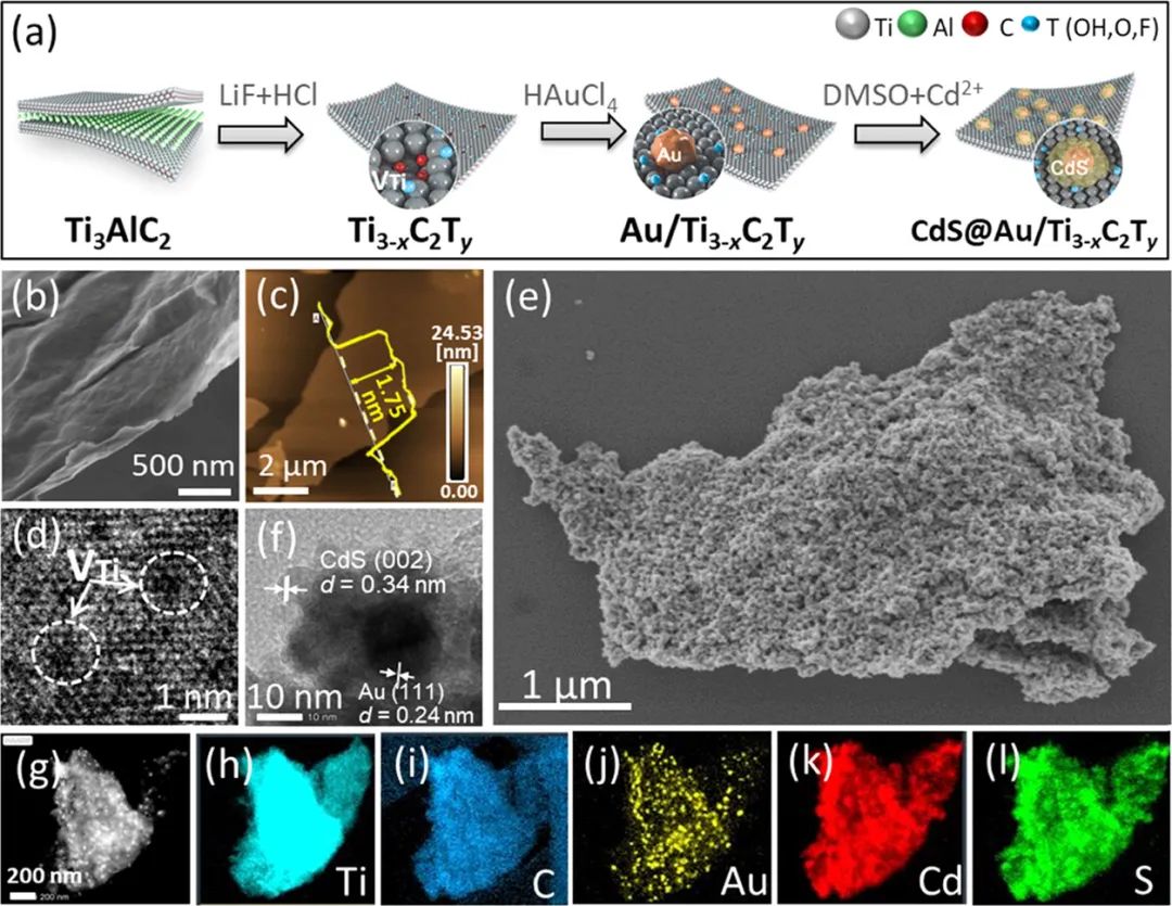 ACS Catalysis: CdS@Au嵌入超薄Ti3-xC2Ty來構建雙肖特基勢壘用于光催化產H2