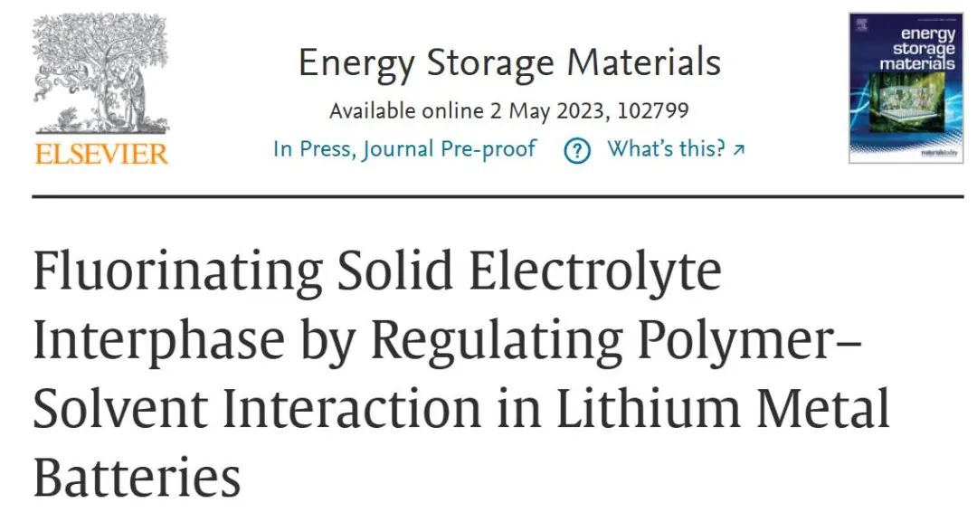 黃佳琦/張學強EnSM：調節鋰金屬電池中的聚合物-溶劑相互作用實現氟化固體電解質界面