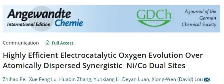 樓雄文等Angew.: 1+1>2! 原子分散的Ni/Co協同促進a-NiCo/NC高效電催化OER