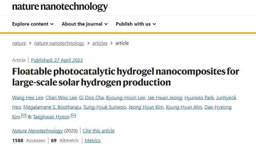 Nature Nanotechnology里程碑突破！光催化產(chǎn)氫，實(shí)現(xiàn)大規(guī)模應(yīng)用！