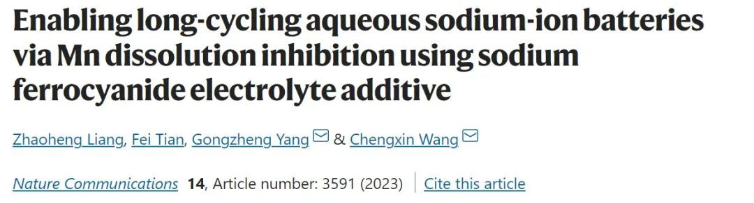 王成新/楊功政Nature子刊：抑制錳溶解，實現15000次長循環鈉離子電池