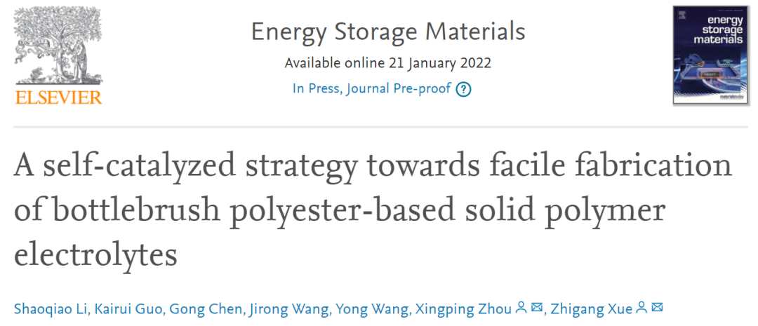 薛志剛/周興平EnSM: 制備瓶刷聚酯基固體聚合物電解質的自催化策略