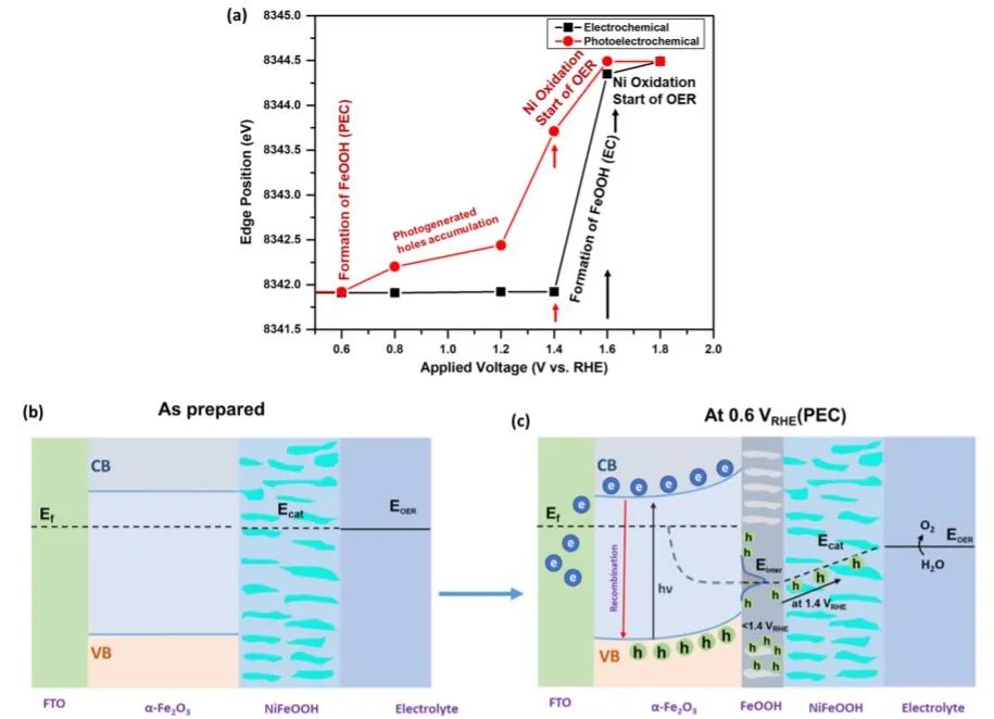 ACS Catalysis：光電化學(xué)水分解過程中α-Fe2O3/Ni(Fe)OOH界面處自發(fā)形成的FeOOH