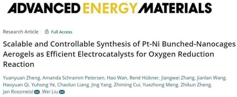 AEM：可控合成Pt-Ni束狀納米籠氣凝膠作為氧還原反應的高效電催化劑