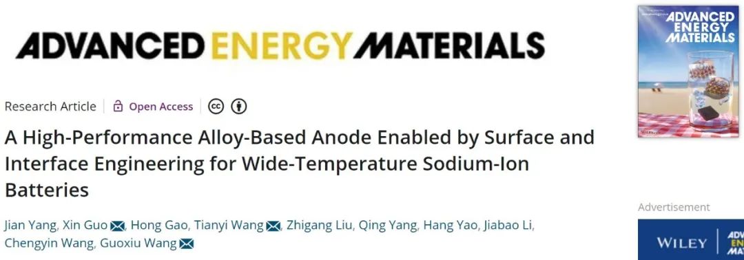 ?汪國秀/王天奕AEM：表面和界面工程協同助力1萬次循環鈉電！