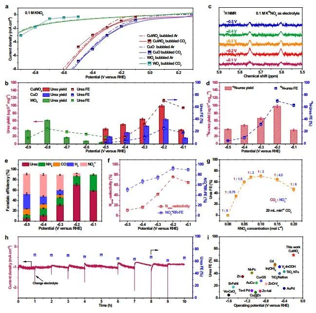 ?大工/西湖大學孫立成院士等Nature子刊：CuWO4電催化CO2和硝酸鹽高效合成尿素