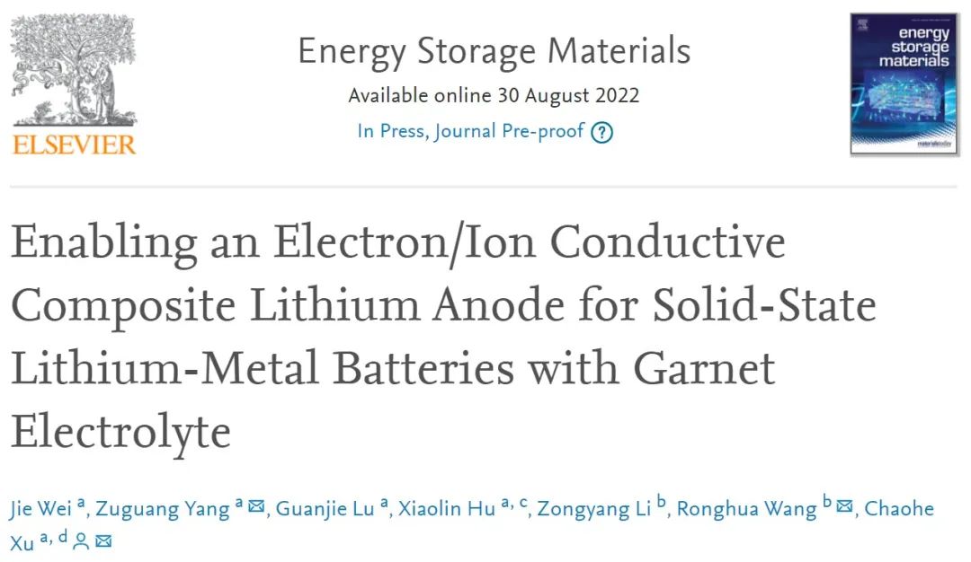 ?徐朝和/王榮華/楊祖光EnSM：為固態鋰金屬電池啟用電子/離子導電復合鋰負極！