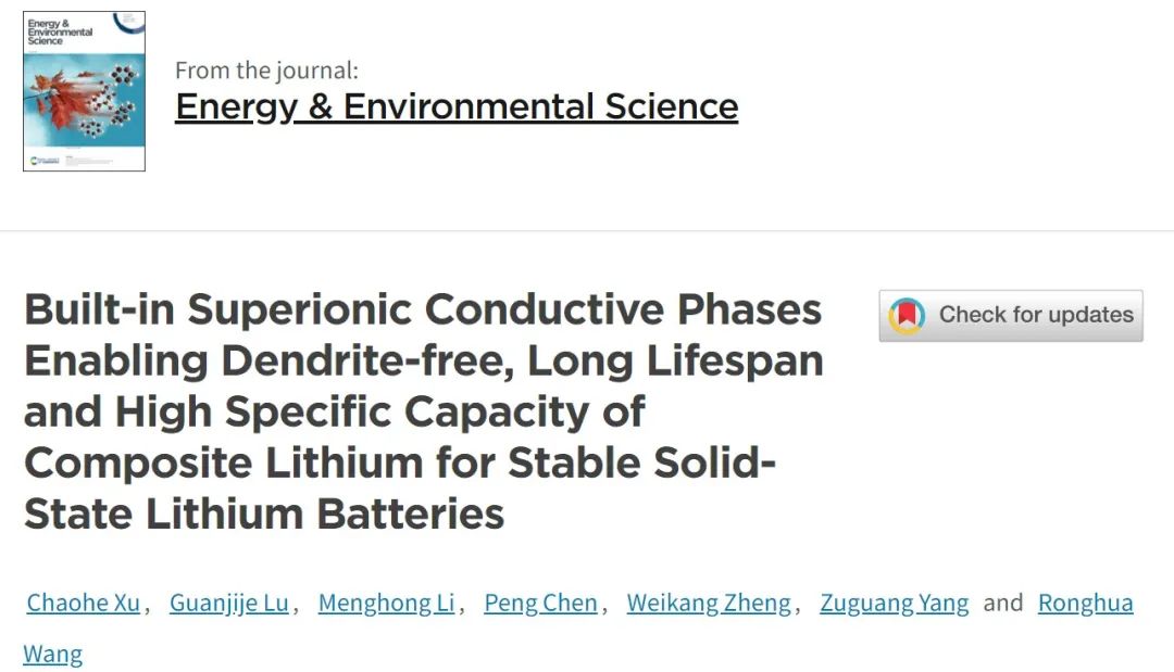 電池頂刊集錦：Nature子刊、Angew、EES、AFM、ACS Energy Lett.、ACS Nano等成果！
