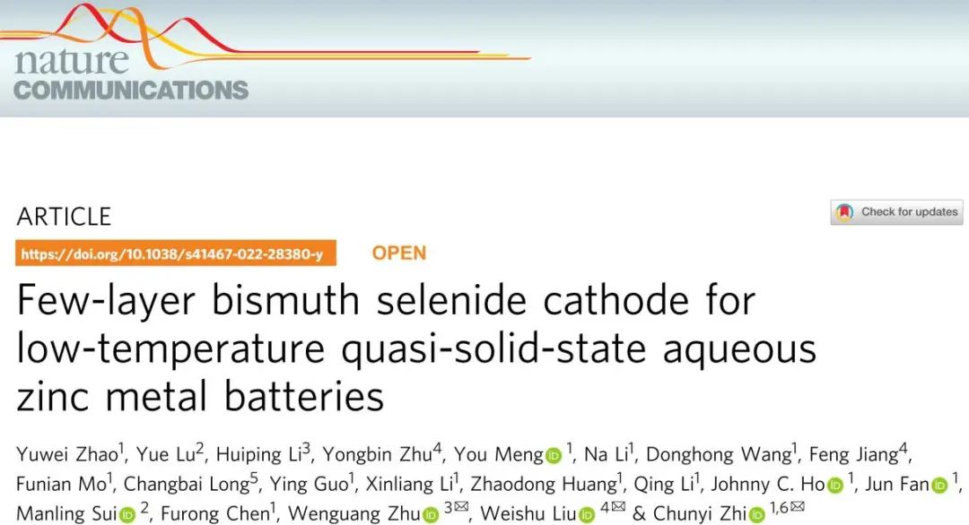 支春義/朱文光/劉瑋書Nature子刊：無懼低溫！這種電池“特立獨行”！