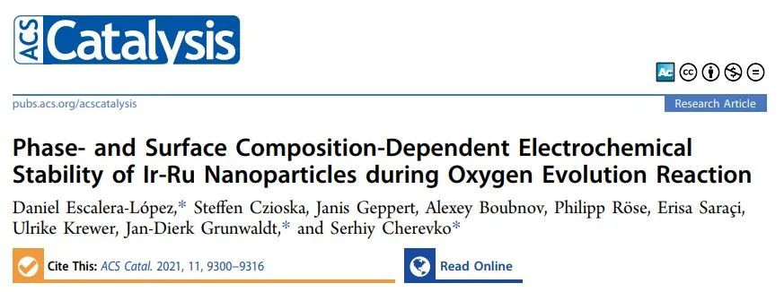 ACS Catalysis：OER過程中Ir-Ru納米粒子的相和表面組成相關的電化學穩定性