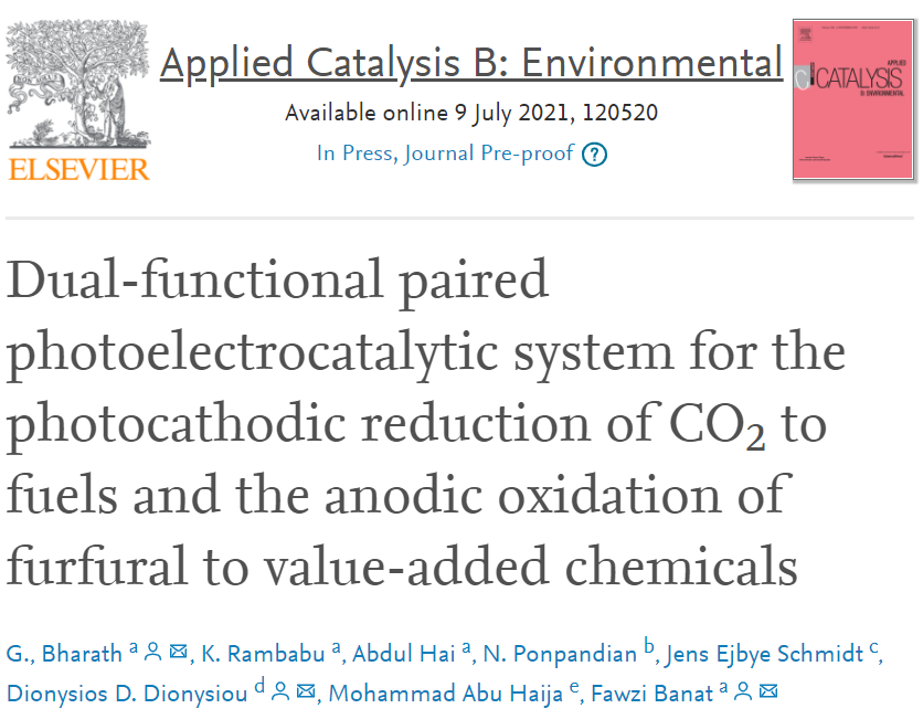 Appl. Catal. B.：一箭雙雕！同時實現還原CO2為燃料和氧化糠醛為增值化學品