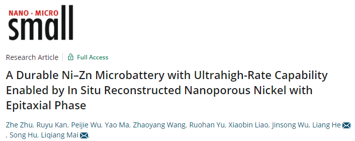 麥立強/何亮Small：一種具有超高倍率能力的耐用Ni-Zn微電池