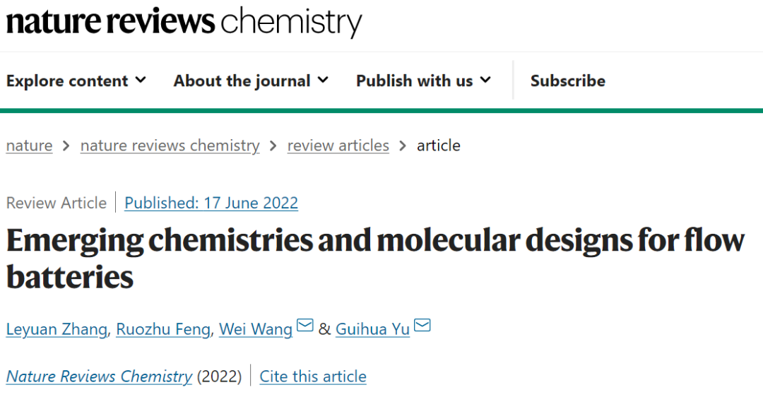 IF=34.035！余桂華教授等人，最新Nature Reviews Chemistry！