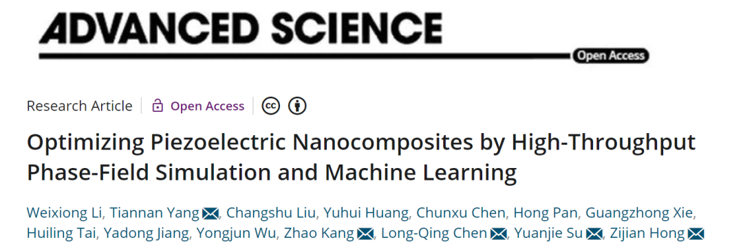 陳龍慶/蘇元捷等Adv. Sci.: 高通量相場模擬+機器學習優化壓電納米復合材料