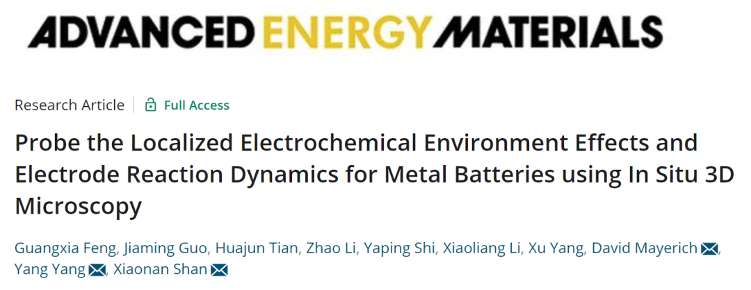楊陽(yáng)/單曉楠AEM: 局部電化學(xué)環(huán)境對(duì)電極反應(yīng)動(dòng)力學(xué)和枝晶最小化的影響