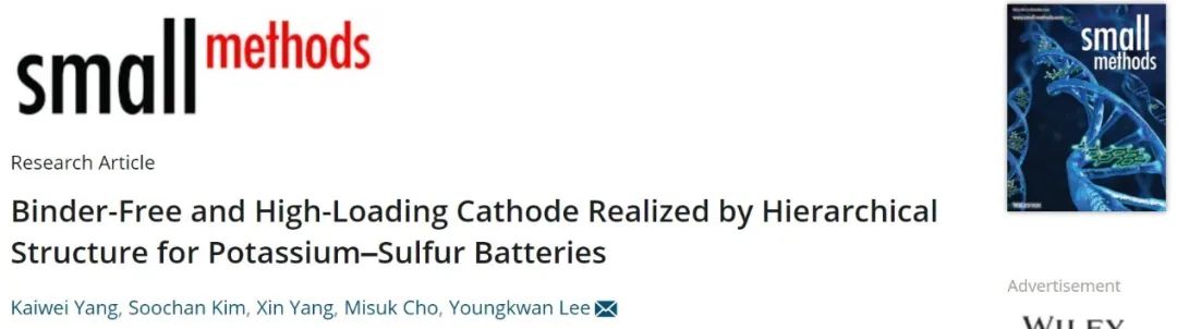 成均館大學(xué)Small Methods：用于鉀硫電池的無粘結(jié)劑、高負(fù)載正極