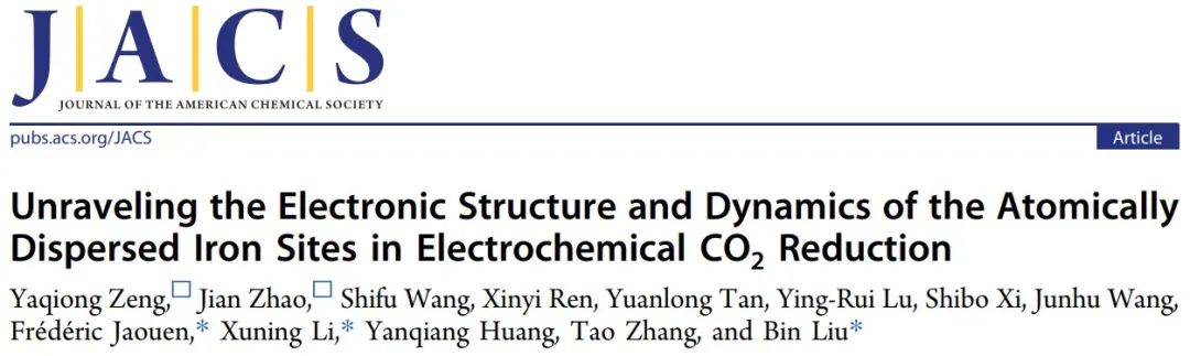 李旭寧/劉彬等，最新JACS！頂尖Operando表征技術監測原子分散的鐵位點