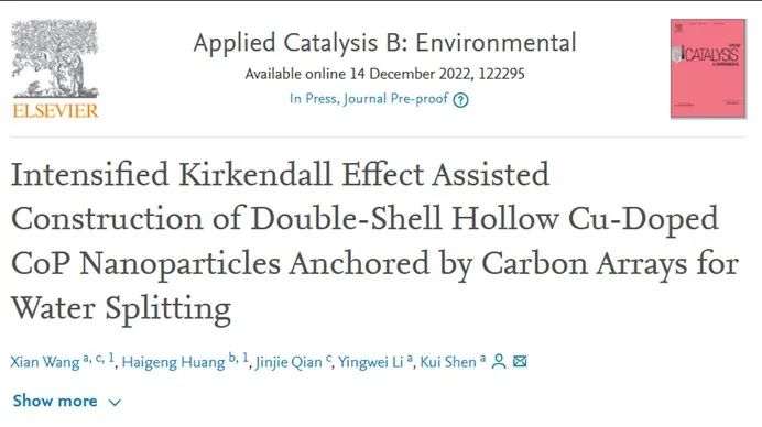 催化頂刊集錦：AFM、ACS Catalysis、Appl. Catal. B.、CEJ、Small、JMCA等成果