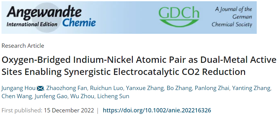 侯軍剛教授Angew.：InNi DS/NC協同電催化CO2還原
