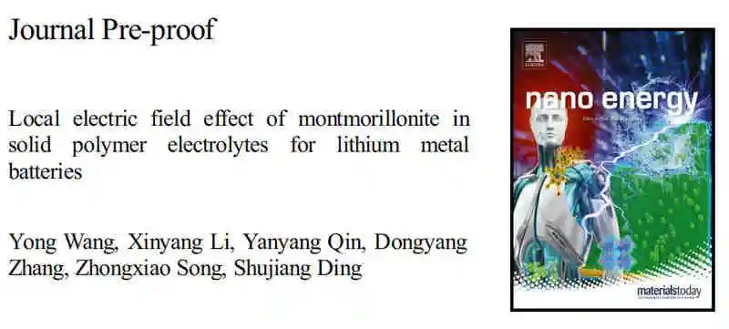 西交丁書江Nano Energy：金屬鋰電池聚合物固體電解質中蒙脫石的局部電場效應