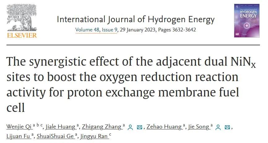 【純計算】Int. J. Hydrogen Energy：相鄰雙NiNx位點對提高燃料電池質子交換膜氧還原反應活性的協同作用