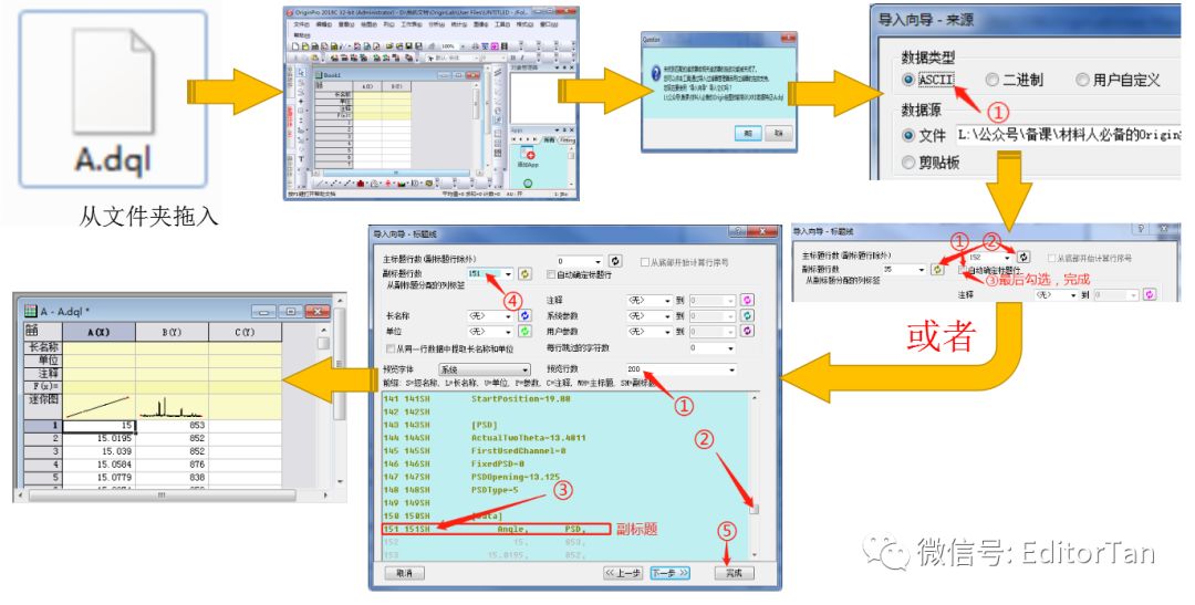 【Origin微教程】XRD的raw、dql數據怎樣導入Origin