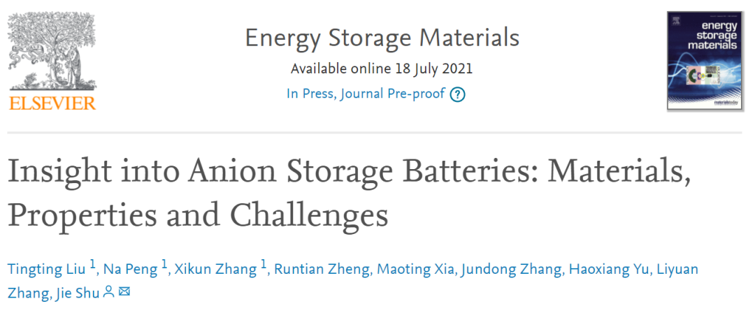 寧波大學舒杰EnSM: 深入了解陰離子存儲電池：材料、特性和挑戰