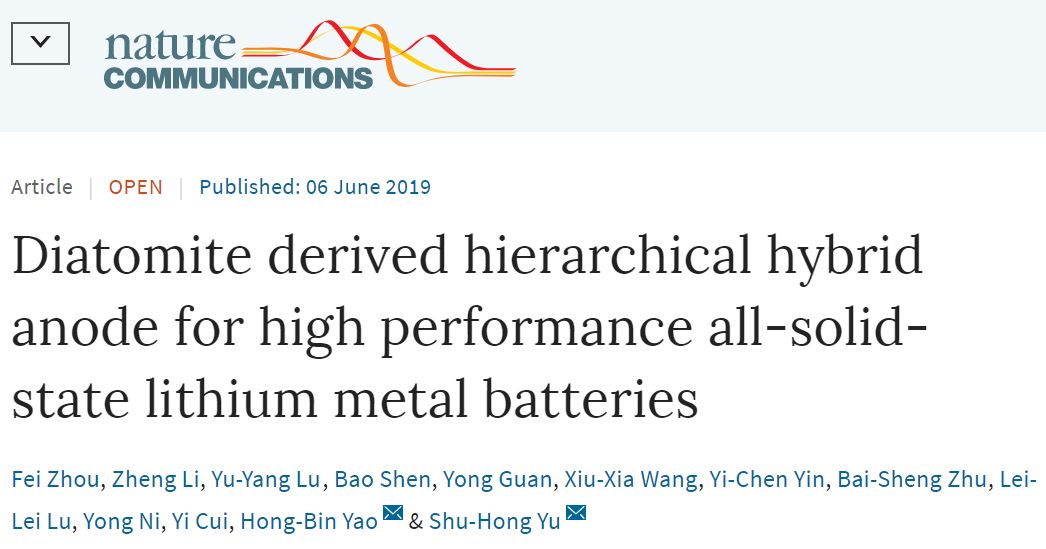 【頂刊】中科大Nature子刊：仿硅藻土多級結構研制高性能固態鋰電池復合負極