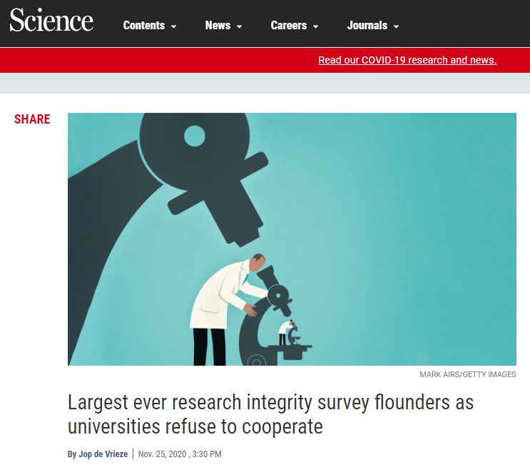 Science：因為高校不配合，全球最大學術不端調查進行不下去了