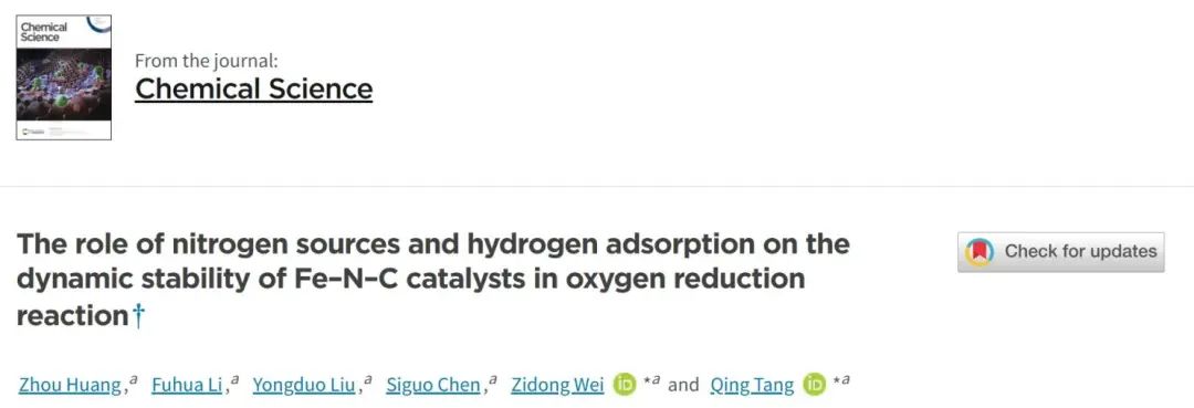 【純計算】Chem. Sci.：闡明Fe–N–C中Fe剝離機制：氮配位和質子化對其在ORR中的動態穩定度