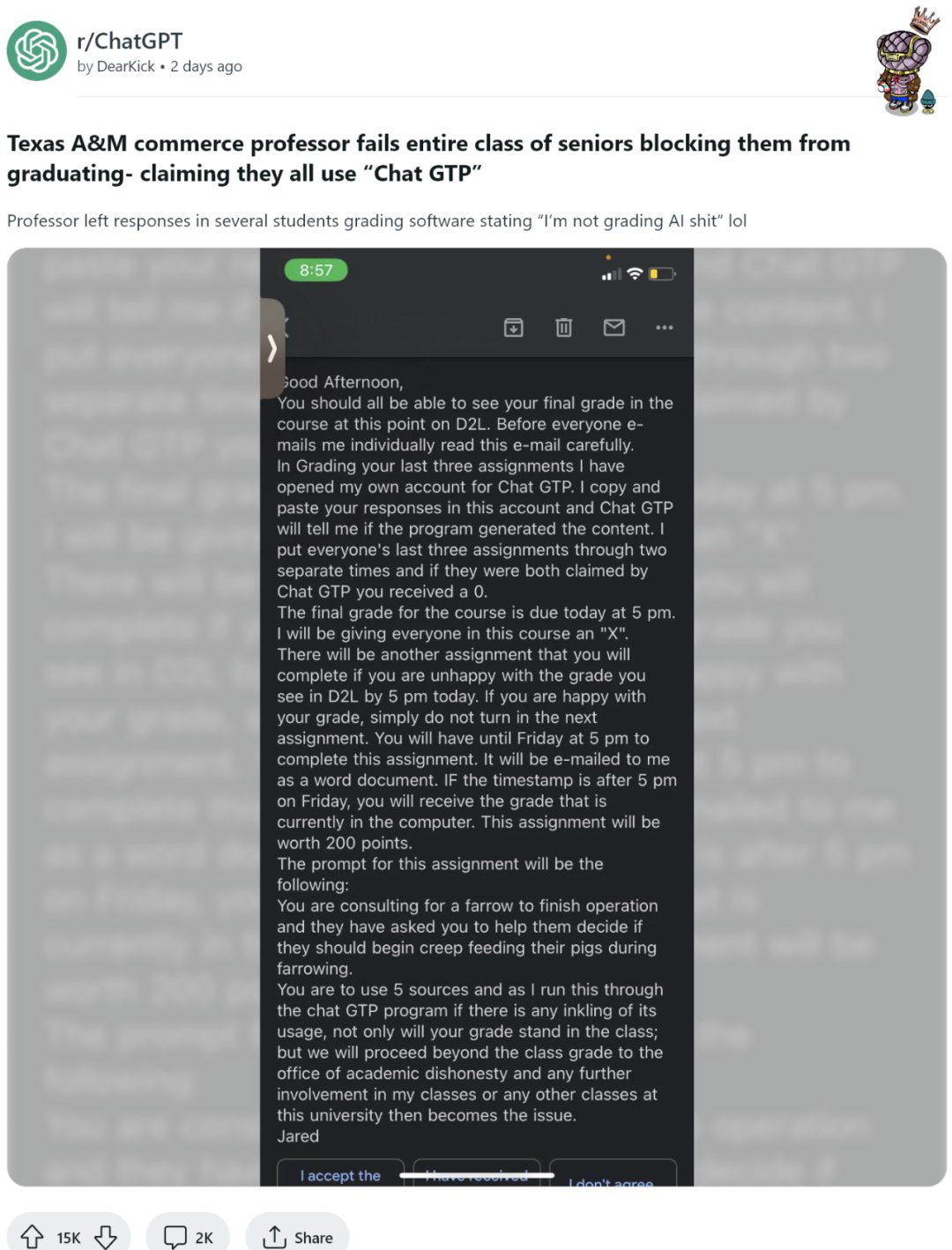 誤用 ChatGPT論文查重，學生：不僅掛科了，我差點拿不了畢業證！