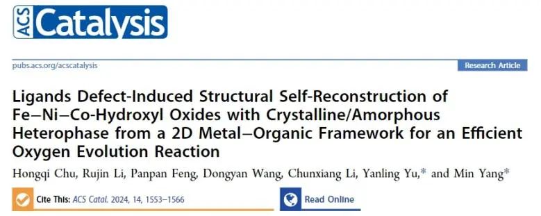 哈爾濱工業大學ACS Catalysis：配體缺陷誘導結構自重構，顯著提升堿性OER活性