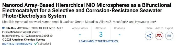 ?【DFT+實驗】ACS Catalysis：雙功能電催化劑！基于納米棒陣列的分層NiO微球實現高效的海水光/電解