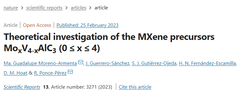 【純計算】Sci. Rep.：MXenes前體MoxV4?xAlC3 (0≤x≤4) 的理論研究