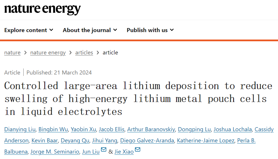 揭曉/劉俊Nature Energy：高效沉積策略，控制鋰金屬軟包電池膨脹！