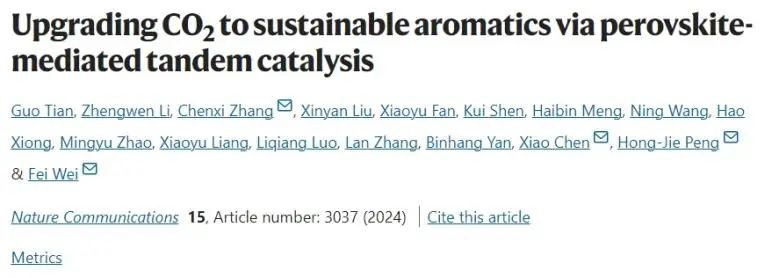 ?清華/電子科大Nature子刊：構建鈣鈦礦/沸石復合催化劑，串聯催化CO2轉化為芳烴