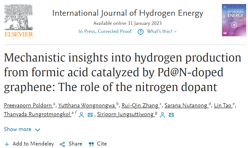 【純計算】Int. J. Hydrogen Energ.：Pd@N-摻雜石墨烯上甲酸催化制氫的機理研究