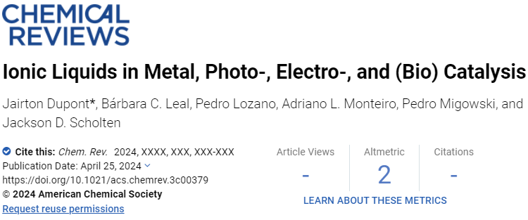 IF=62.1！Chemical Reviews超級綜述：過去25年，離子液體在催化中的應用！